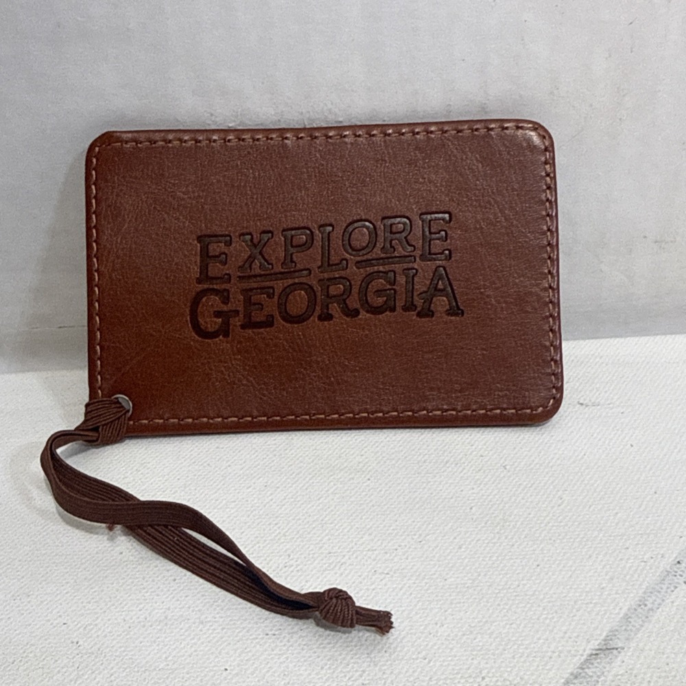Explore Georgia Travel Accessory Brown Leather Customizable Luggage Tag NWOT